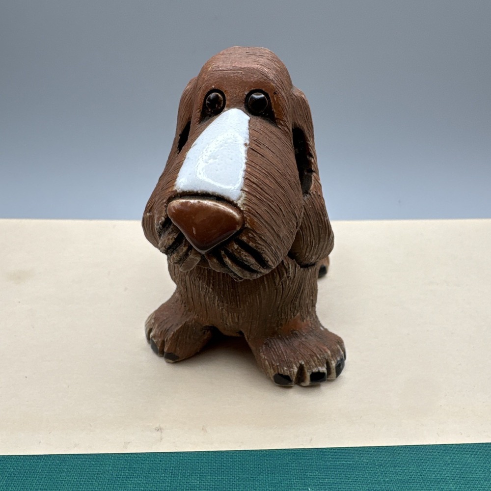 Vintage Artesania Rinconada Basset Hound Dog Pottery Sculpture Figurine Retired